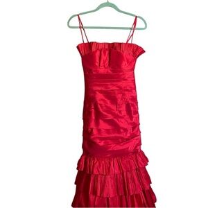 Johnathan‎ Kayne Red Ruffle Tiered Dress